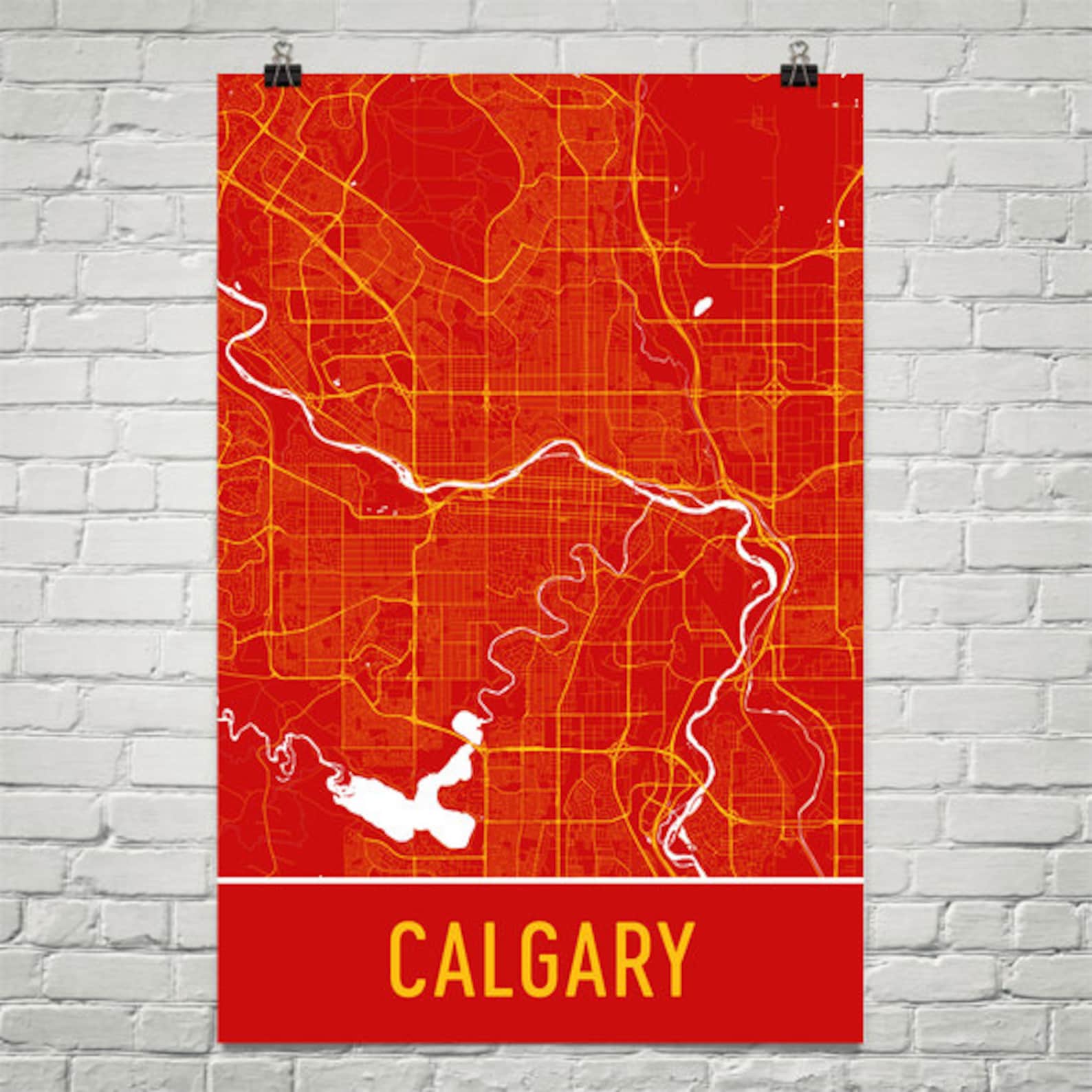 Calgary Map Calgary Art Calgary Print Calgary AB Poster Etsy