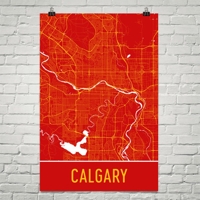 Calgary Map Calgary Art Calgary Print Calgary AB Poster Etsy