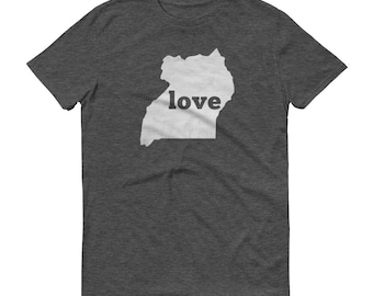 Uganda Map Love T-Shirt, Made in USA