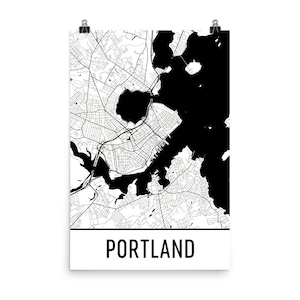 Portland Map, Portland Maine Art, Portland Print, Portland ME Poster, Portland Wall Art, Map of Portland Maine, Portland Gift, Decor, Map