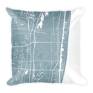 Delray Beach Pillow, Delray Beach Decor, Delray Cushion, Delray Throw Pillow, Delray Gift, Delray Beach FL Map, Delray Beach Art, Throw image 2