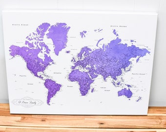 Custom Push Pin World Map, Personalized Travel Tracker Gift