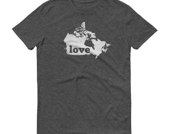 Canada Map T-Shirt: 'Love' Graphic Tee, Canadian Pride Clothing