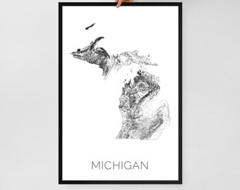 Minimalistische topographische Karte vontragen Kunst, MI Wand-Dekor