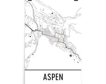 Aspen Colorado Map Art Print, City Street Poster, USA Made