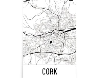 Cork Ireland Map, Cork Print, Cork Ireland Poster, Cork Wall Art, Map of Cork, Cork Gift, Cork Decor, Cork Map Art, Cork Art Print