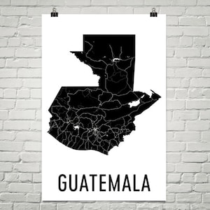 Guatemala mapa de Guatemala, cartel de arte guatemalteco, Guatemala, Guatemala Guatemala, arte Poster, regalos Guatemala, Guatemala decoración de la pared