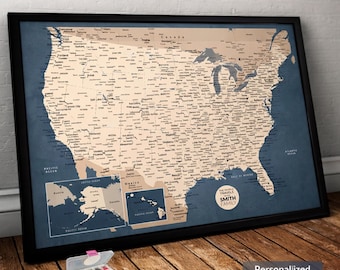 Personalized USA Push Pin Travel Map – Anniversary Gift