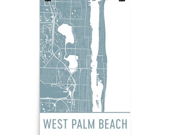West Palm Beach Map, West Palm Beach Art, West Palm Beach Print, West Palm Beach FL Poster, West Palm Beach Wall Art, Gift, Map Art Print