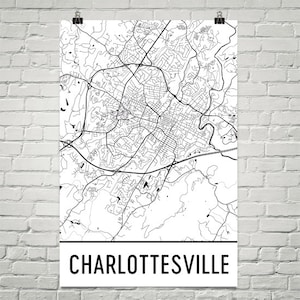 Charlottesville VA Map, Charlottesville Print, Charlottesville Virginia Art, Charlottesville ...
