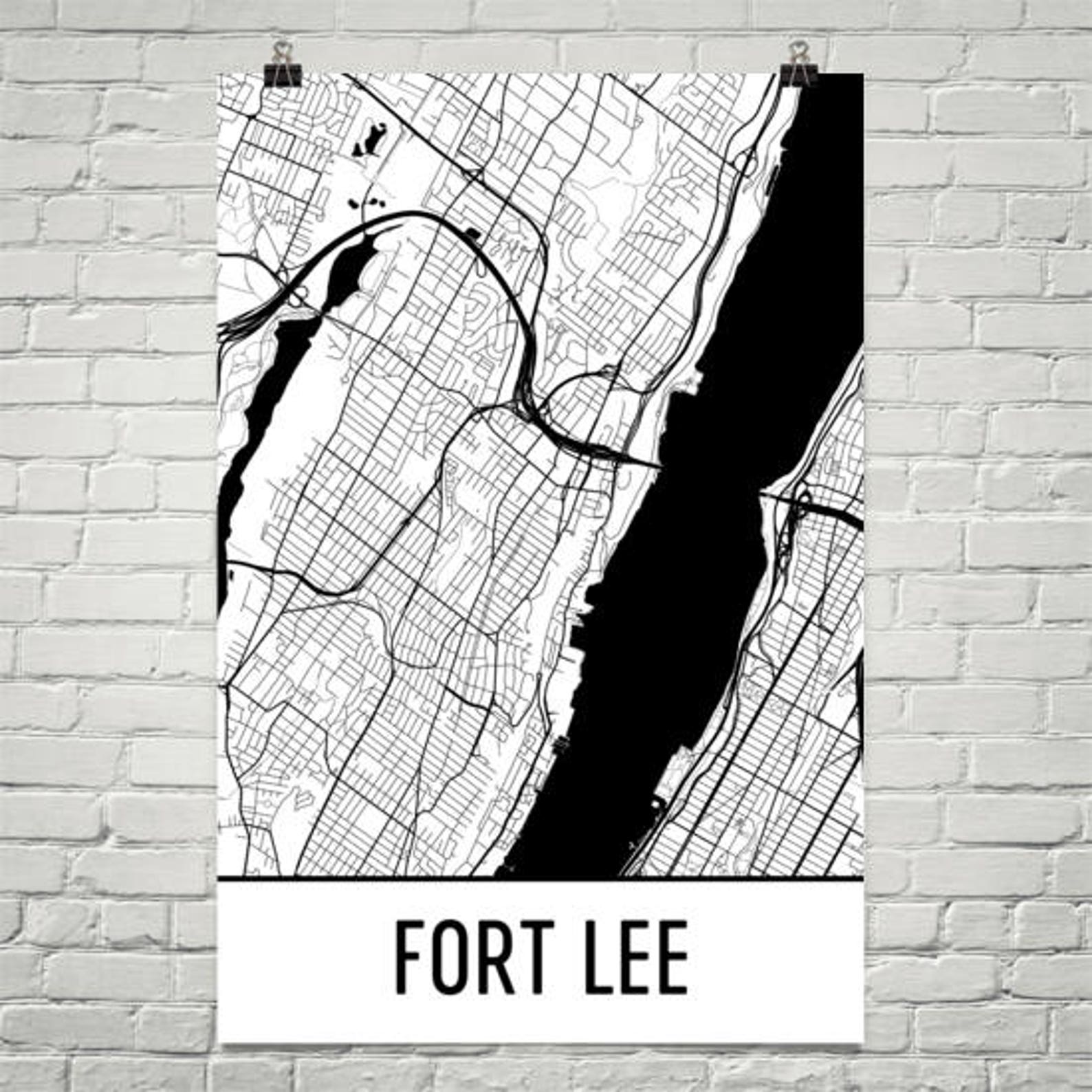 Fort Lee NJ Map Fort Lee Art Fort Lee Print Fort Lee Etsy
