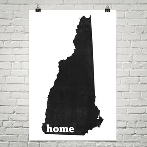 New Hampshire Home, New Hampshire State, Map of New Hampshire, New Hampshire Art, New Hampshire Map, New Hampshire Print, Wall Art, Sign
