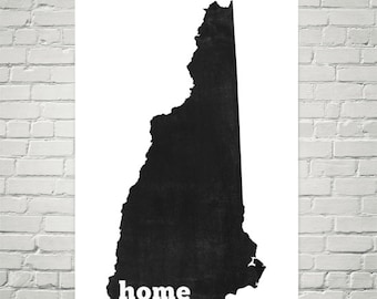 New Hampshire Map Kunstdruck: Moderne US Bundesstaat Silhouette Wanddekoration