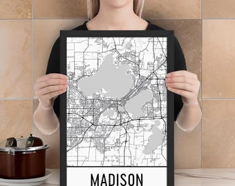 Madison Wisconsin Street Map Art Print, Modern Wall Decor