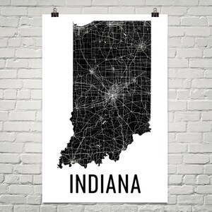 Indiana Map, Indiana Wall Art, Indiana Print, Indiana Art, Indiana Sign, Indiana Gifts, Indiana Decor, Indiana Poster, Map of Indiana, Home