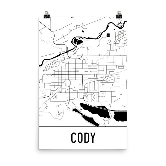 Street Map Of Cody Wyoming Cody Map Cody Wy Art Cody Print Cody Wyoming Poster Cody | Etsy Ireland