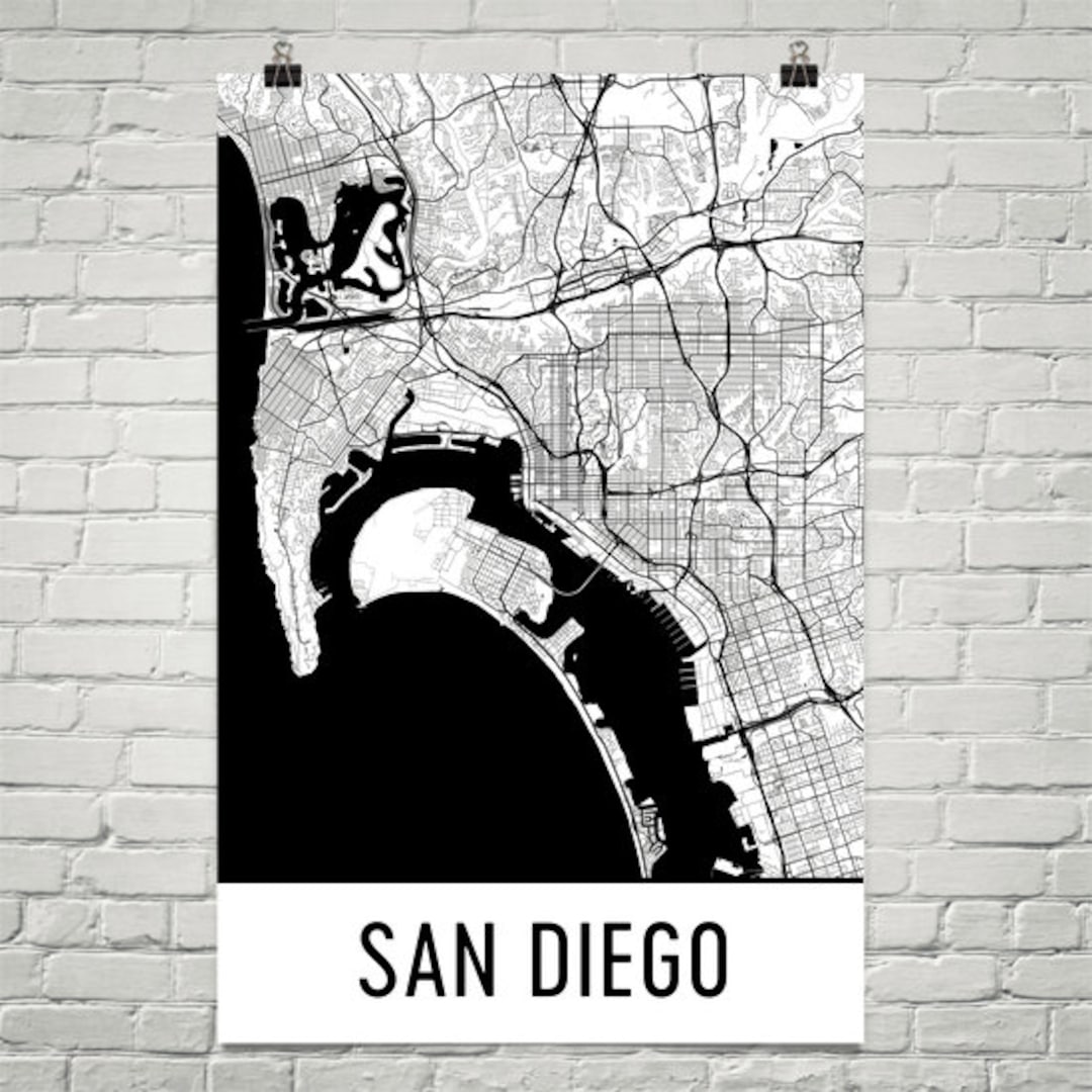 San Diego Street Map Art Print: Modern City Decor - Etsy