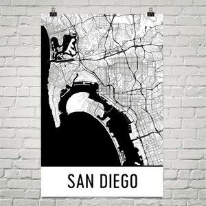San Diego Map, San Diego Art, San Diego Print, San Diego California, San Diego Wall Art, Map of San Diego CA, Decor, Modern, Gift