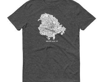 Camiseta con el mapa de Winston-Salem, Carolina del Norte: Camiseta de ciudad hecha en EE. UU.