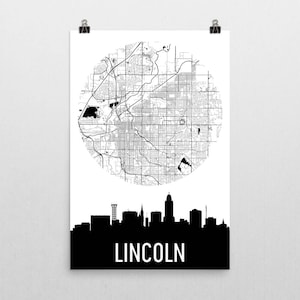 Lincoln Skyline, Lincoln Map, Lincoln Skyline Art, Lincoln Canvas Art, Lincoln City Map, Lincoln NE, Lincoln Nebraska, Lincoln Poster