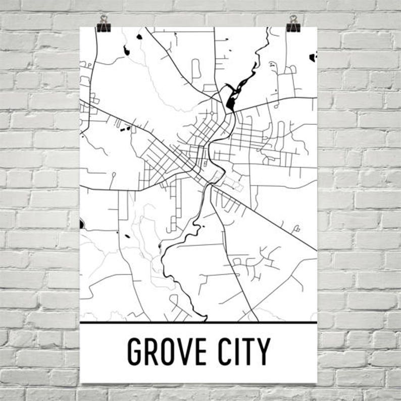 Grove City Map Grove City Art Grove City Print Grove City Etsy