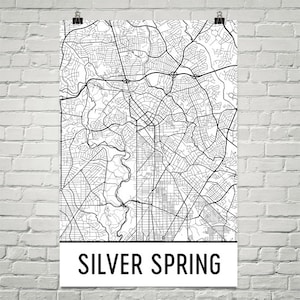Silver Spring, carte de Silver Spring, Silver Spring Art Print, affiche MD Silver Spring, Silver Spring Wall Art, carte de Silver Spring, cadeau, Art