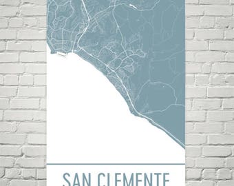 San Clemente Map, San Clemente Art, San Clemente Print, San Clemente CA Poster, San Clemente Wall Art, Gift, Map of California, Poster