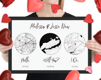 Mapa personalizado de San Valentín: regalo romántico para parejas