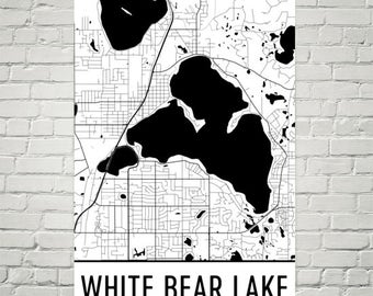White Bear Lake Minnesota, White Bear Lake MN, White Bear Lake Map, Minnesota Map, Lake Map, White Bear Lake Art, Minnesota Art, Minnesota