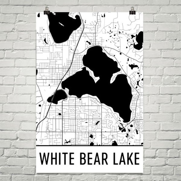 White Bear Lake Minnesota, White Bear Lake MN, White Bear Lake Map, Minnesota Map, Lake Map, White Bear Lake Art, Minnesota Art, Minnesota