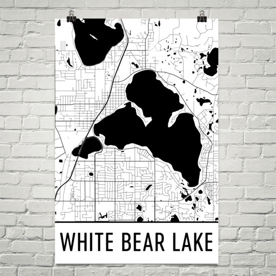 White Bear Lake Map White Bear Lake Minnesota White Bear Lake Mn White Bear Lake | Etsy Uk