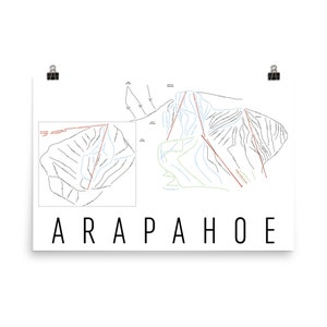 Arapahoe Ski carte Art, Arapahoe Colorado, un bassin, Arapahoe Basin sentier carte, Colorado Art, Colorado Wall Art, Colorado carte, montagnes Rocheuses