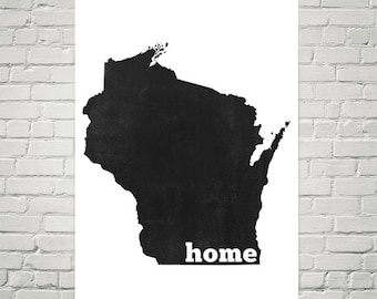 Wisconsin Home Map Art Print, State Decor