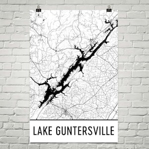 Lake Guntersville Alabama, AL Lake Guntersville, Decor de carte, Alabama Alabama, carte du lac, Guntersville lac Art, Art, décor de chalet