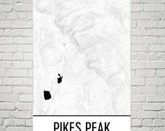 Pikes Peak Topographische Karte Druck, Colorado 14er Art