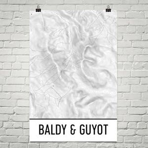 Mount Baldy Print, Mt. Guyot Californië Poster, Baldy topografische kaart contourlijnen, wandelen van de Gift, California State, Sierra Nevada bergen