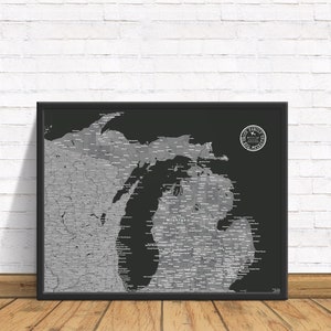 Michigan Push Pin Map, Map of Michigan, MI Map, Michigan Decor, Michigan Wall Map, State Map of Michigan, Michigan Art, Michigan Gift, State