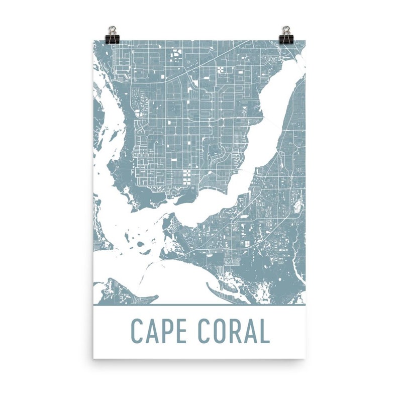 Cape Coral Map Cape Coral FL Art Cape Coral Print Cape Etsy