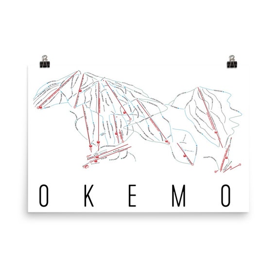 Okemo Mountain Trail Map Okemo Mountain Ski Map Art Okemo Vermont Ski Vermont Okemo - Etsy India