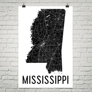 État du Mississippi, dans le Mississippi carte, Mississippi Art, Mississippi cadeaux, impression Mississippi, Art mural, signe, Decor, Poster, carte du Mississippi