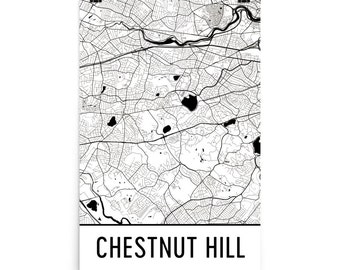 Map Of Chestnut Hill Ma Chestnut Hill Map | Etsy Uk