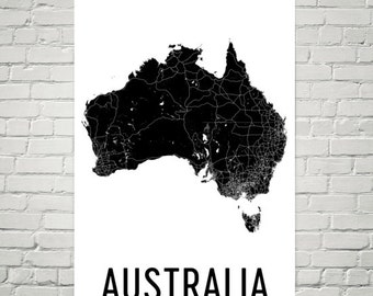 Australia Map Art Print: Modern Street Map Decor