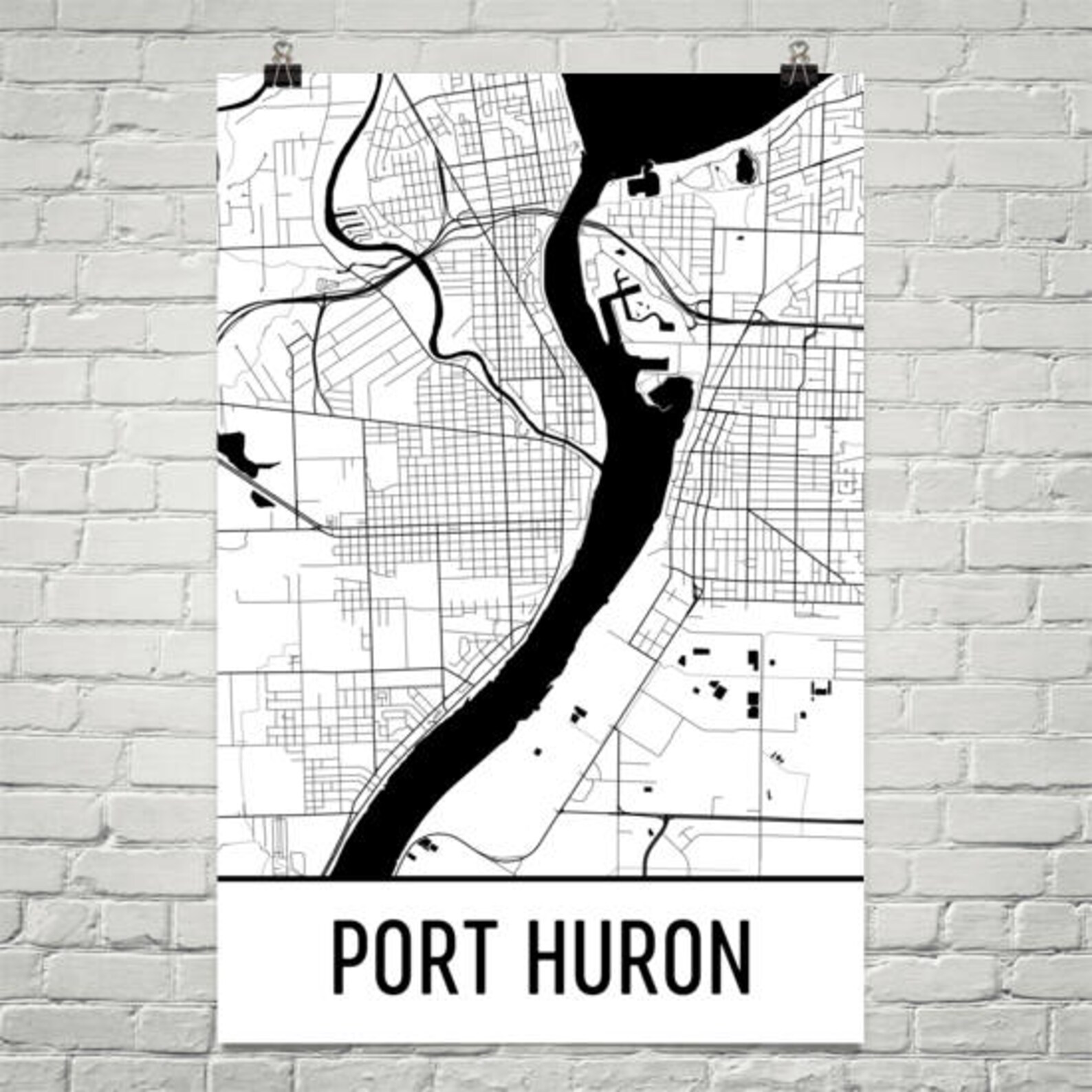 Port Huron MI Map Port Huron Art Port Huron Print Port - Etsy