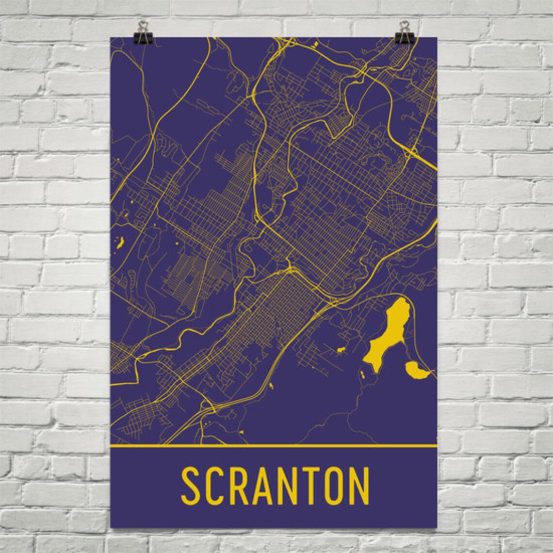 Scranton Map Scranton Art Scranton Print Scranton PA Etsy