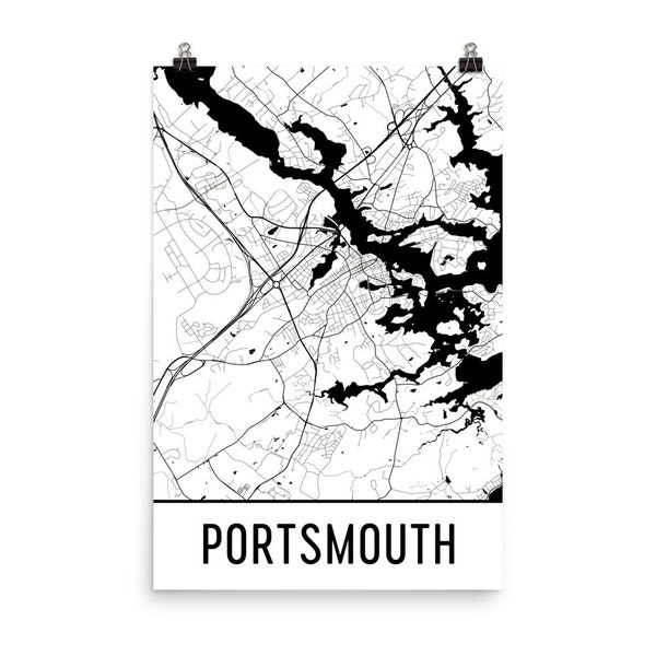 Portsmouth Map, Portsmouth Art, Portsmouth Print, Portsmouth NH Poster, Portsmouth Wall Art, Map of Portsmouth, Portsmouth Gift, Decor