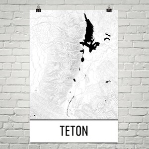 Grand Teton Print, Tetons, Grand Teton National Park, Wyoming Print, Topographic Map, Contour Lines, Hiking Gift, WY, Mountain Art Print