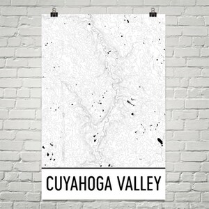 Cuyahoga Valley National Park Print, Cuyahoga Valley Ohio Poster, Ohio topografische kaart Brandywine Falls kunst, wandelen van de Gift, Ohio kunst