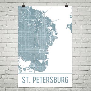 Kaart van Sint-Petersburg, St. Pete-Art, Sint-Petersburg Print, St. Petersburg FL Poster, St. Petersburg kunst aan de muur, geschenk, kaart van Florida, Poster