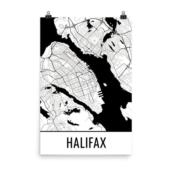 Giclée Art & Collectibles Vintage Gift Map Halifax City Road Map Poster