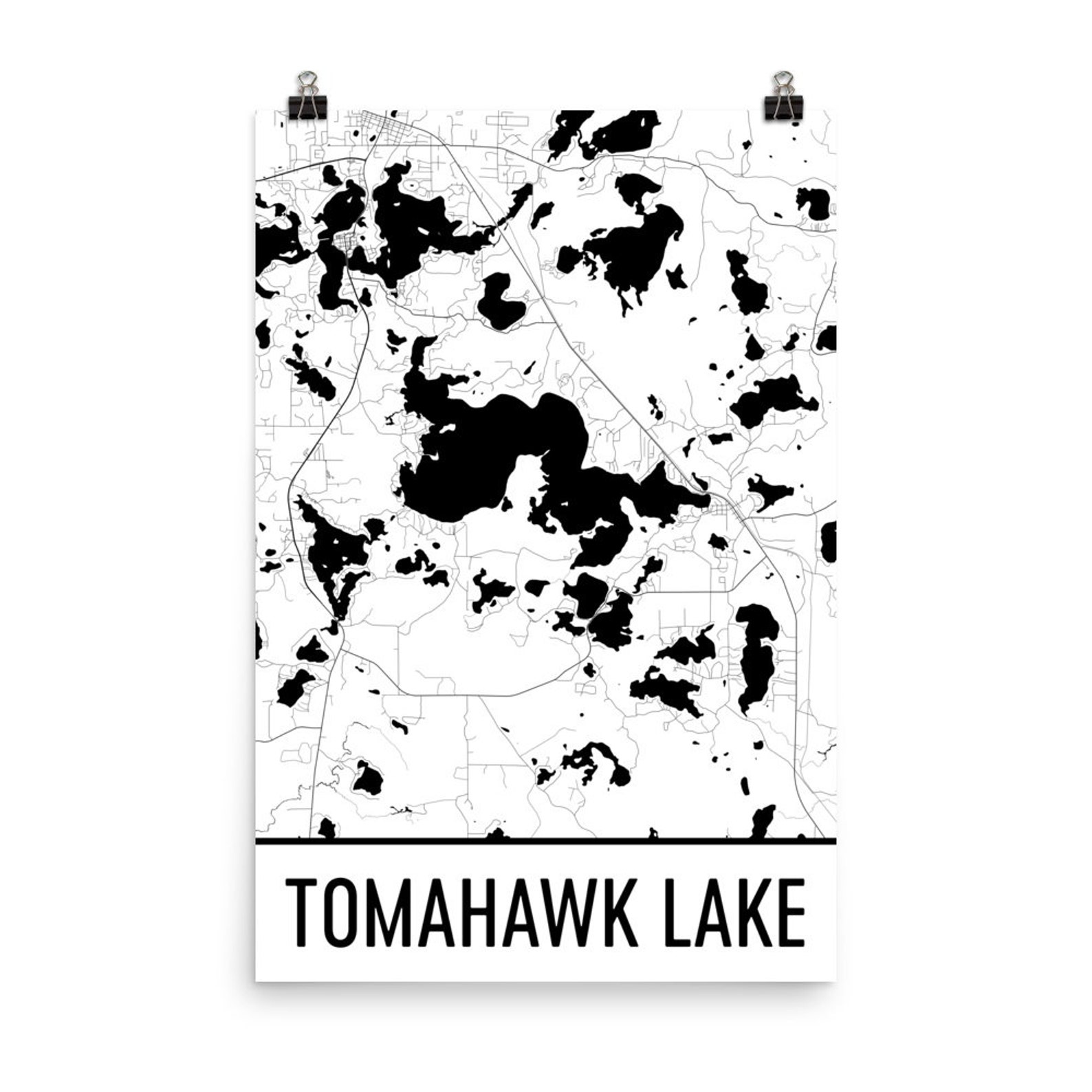 Tomahawk Lake Wisconsin Tomahawk Lake WI Tomahawk Lake Map Etsy New Zealand